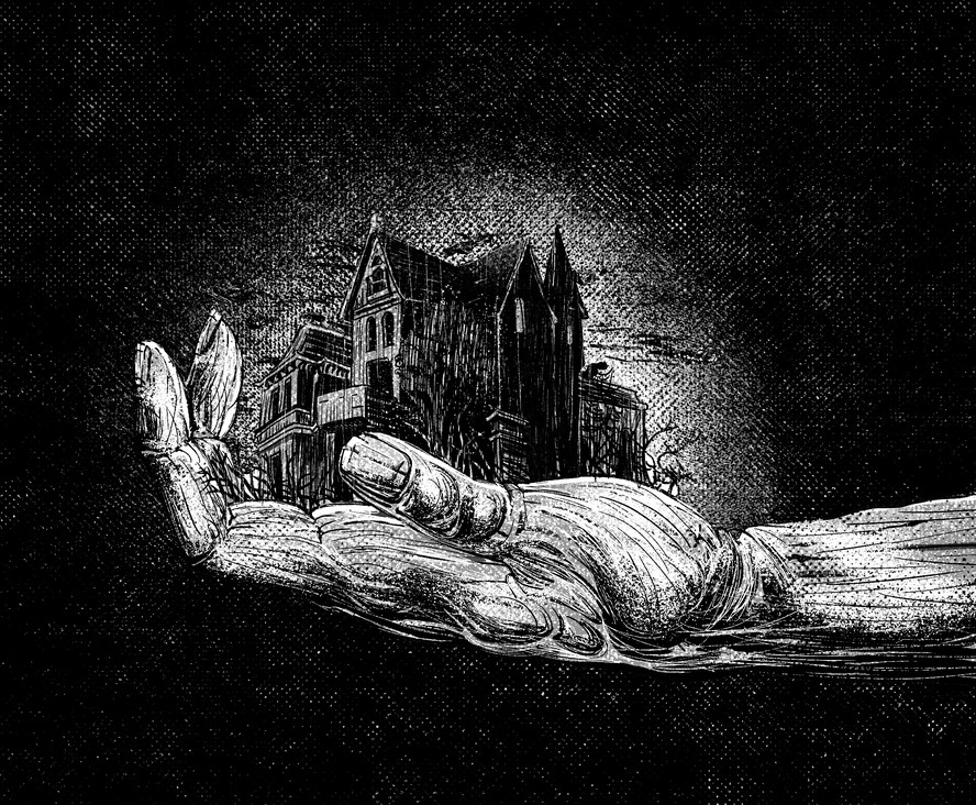 Uma das ilustrações de Amanda Miranda feitas especialmente para a edição brasileira de 'Onze portas para a escuridão'