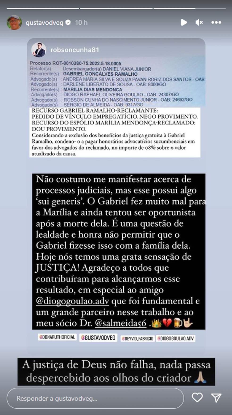 João Gustavo, irmão de Marília Mendonça, celebrou vitória na Justiça — Foto: Reprodução/Instagram