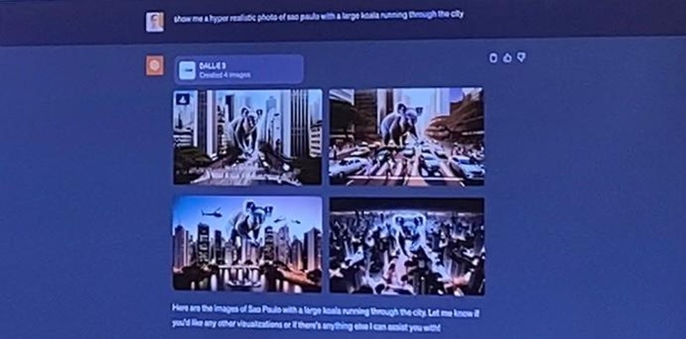 Reprodução do ChatGPT Plus com criação de imagens — Foto: Reprodução/OpenAI