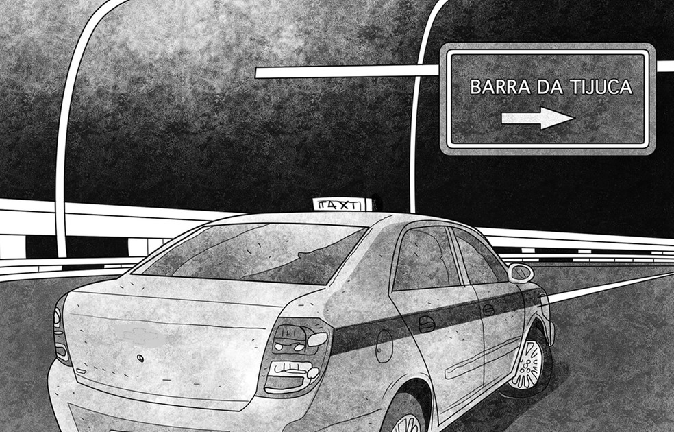 Após os disparos, Lessa e Élcio foram até a casa da mãe de Lessa, abandonaram o Cobalt e foram para um bar, na Barra da Tijuca, de táxi — Foto: Editoria de Arte