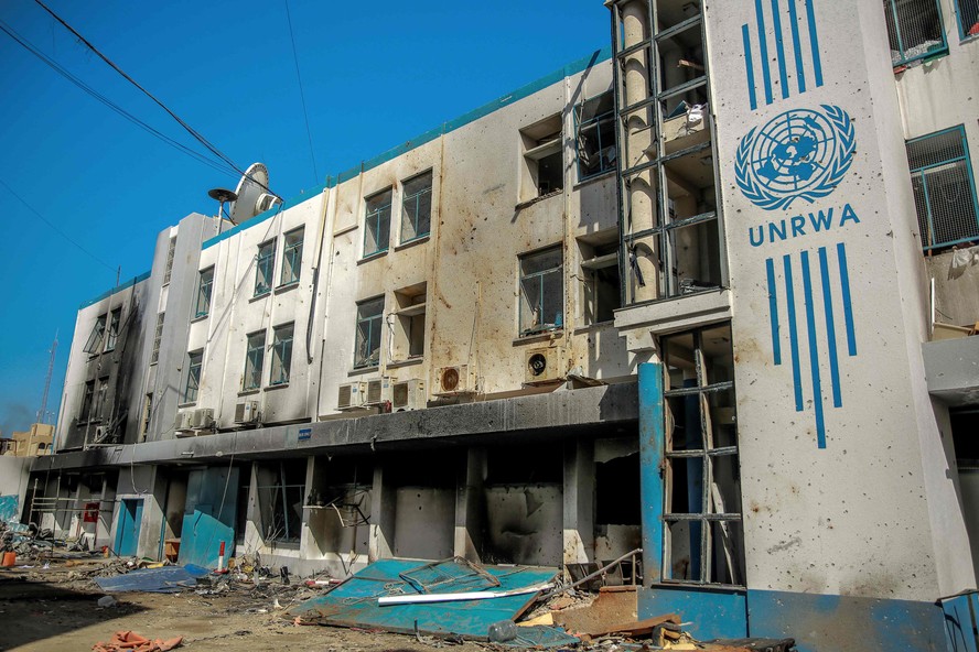 Prédio onde ficava escritório da UNRWA na Cidade de Gaza