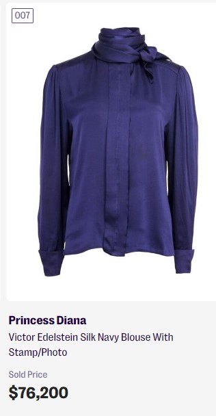 Blusa de Lady Di vendida em leilão — Foto: Reprodução