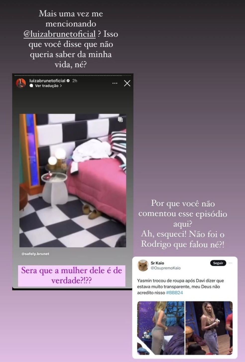 Postagem de Bruna Amaral, mulher de Rodriguinho, do "BBB 24" — Foto: Reprodução/Instagram