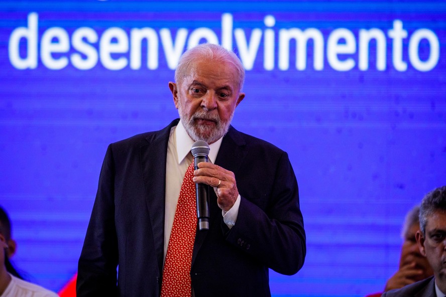O presdiente Lula em evento no Palácio do Planalto