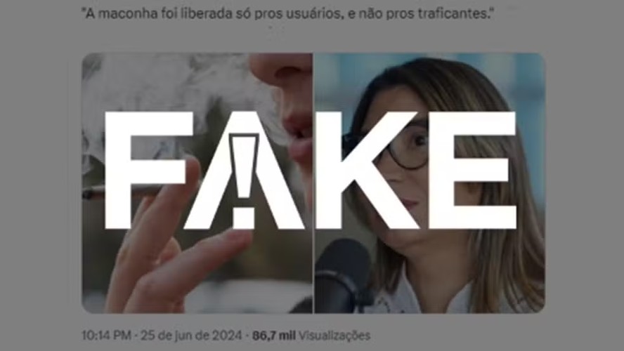 É #FAKE post que atribui a Janja fala sobre descriminalização da maconha