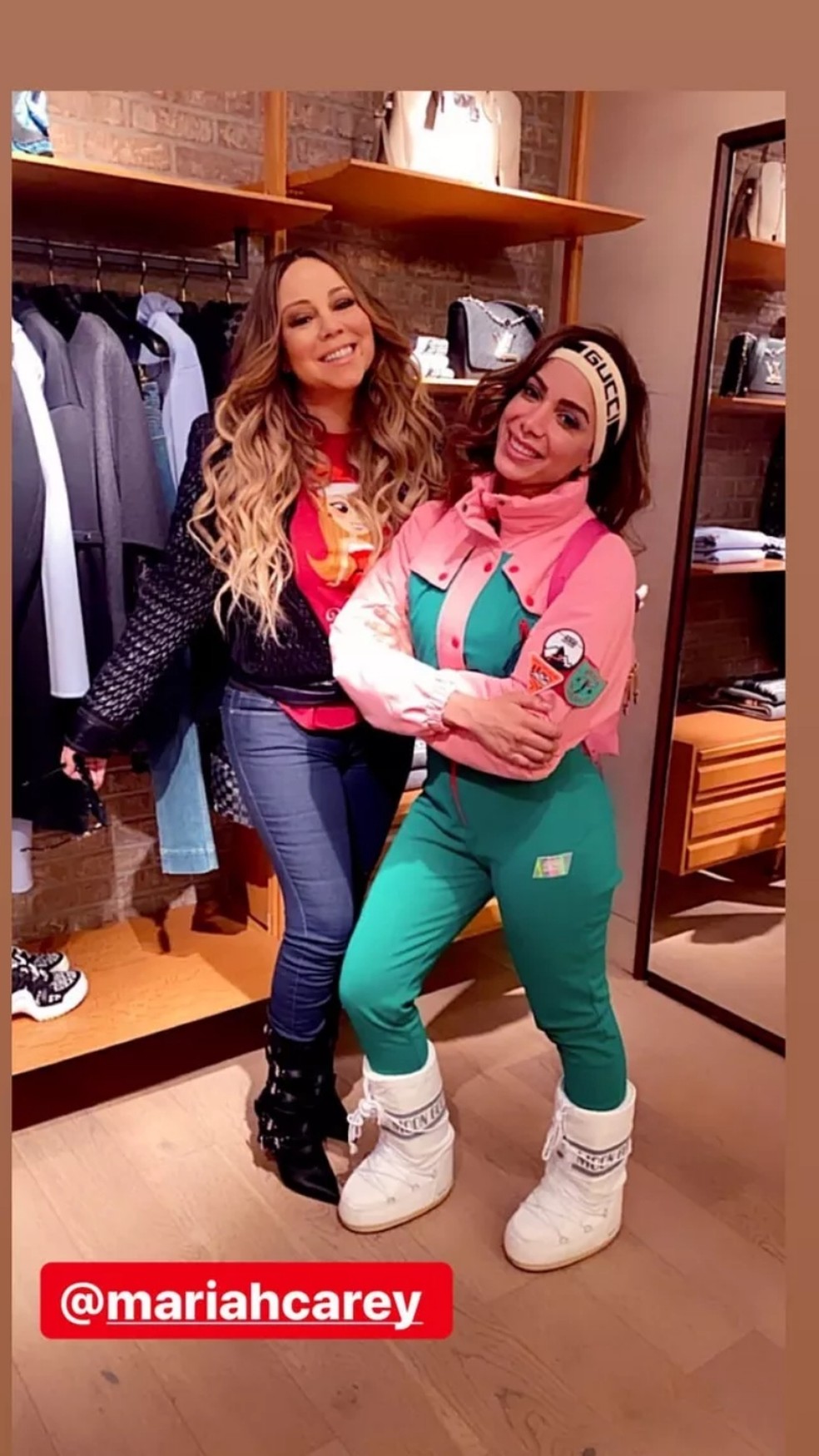 Anitta realizou o sonho de conhecer Mariah Carey — Foto: Reprodução Instagram