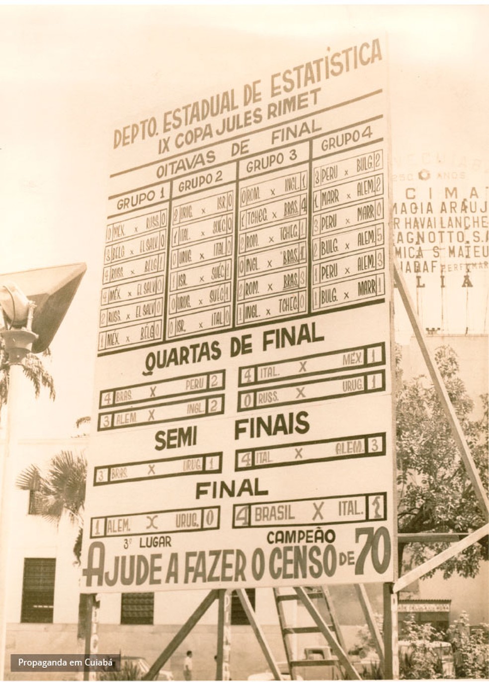 Propaganda do Censo de 1970 em  Cuiabá — Foto: Arquivo IBGE