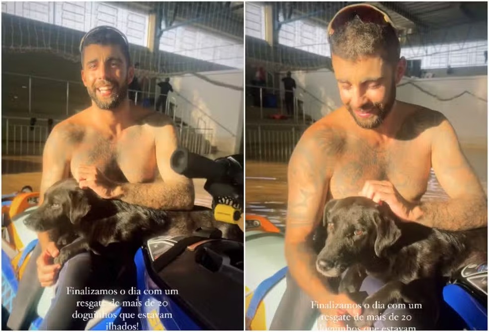 Pedro Scooby vai adotar cachorro que foi resgatado por ele no Rio Grande do Sul — Foto: Reprodução / Instagram