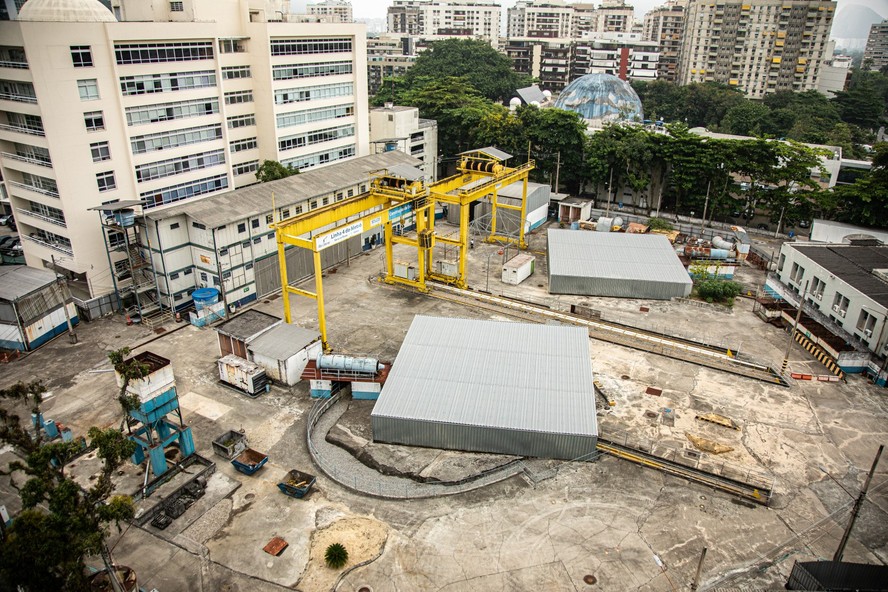 Canteiro de obras da futura estação Gávea, do metrô: