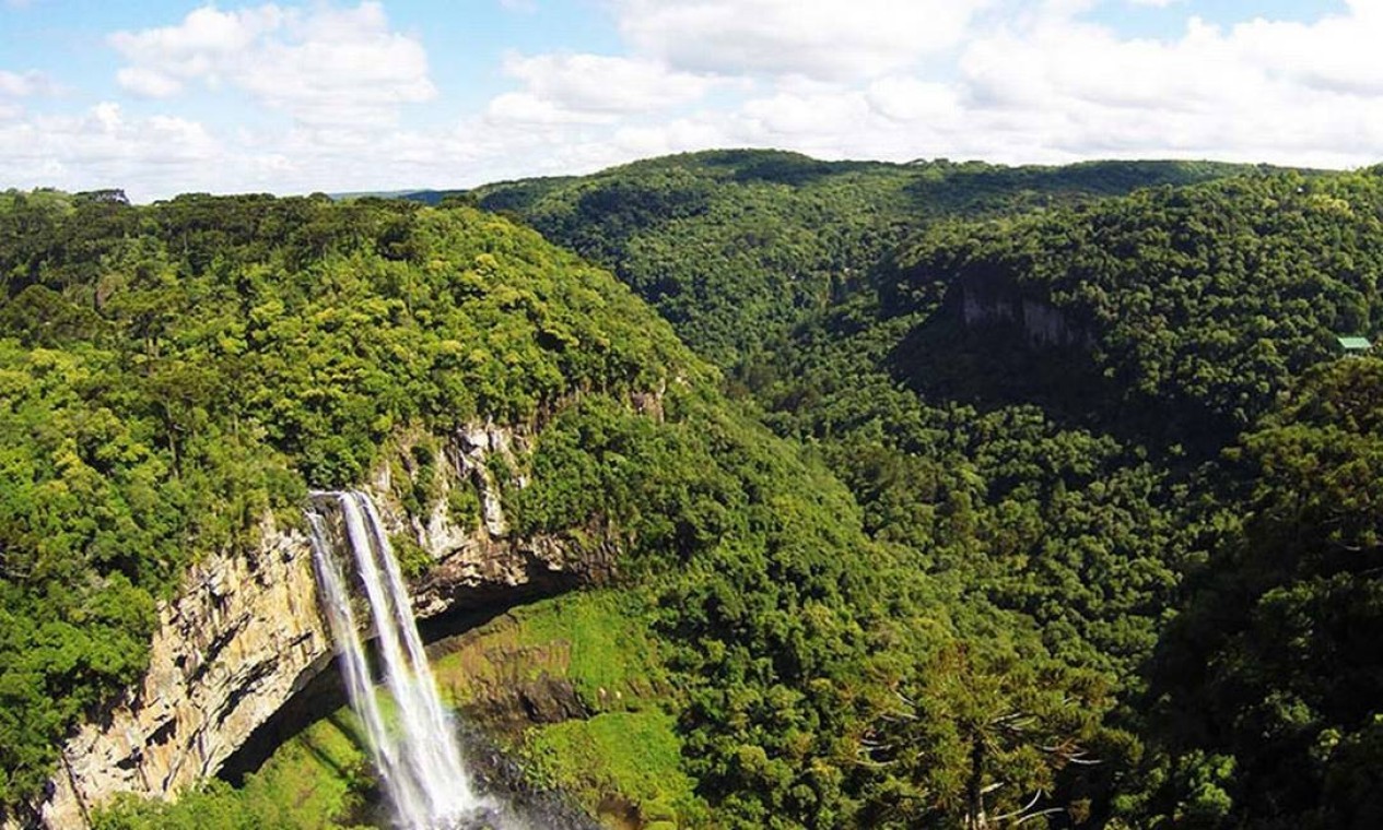 O Parque do Caracol é uma reserva natural do município de Canela (RS). A Cascata do Caracol é um dos principais pontos turísticos da Serra Gaúcha e um dos mais visitados do Brasil — Foto: Divulgação / Parque Estadual do Caracol