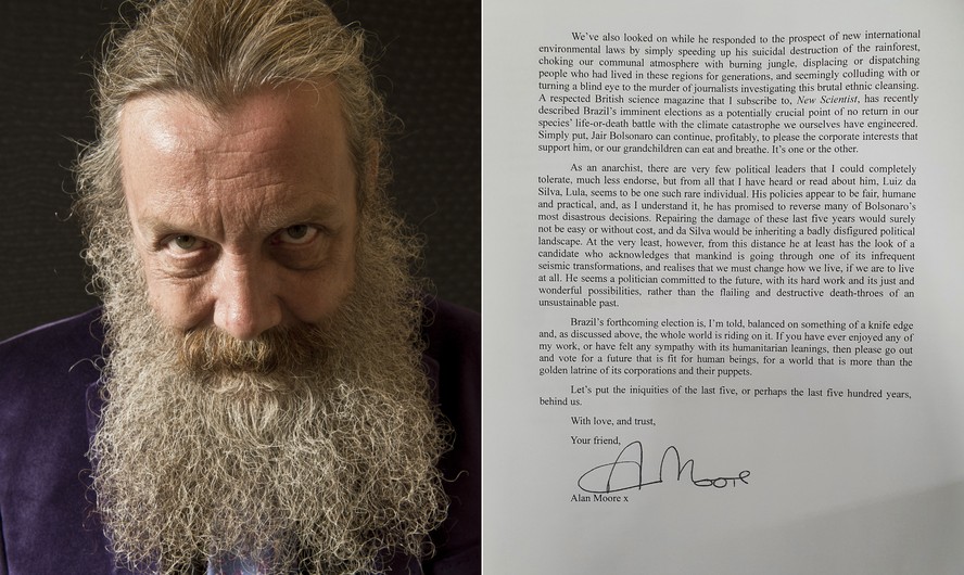 Autor Alan Moore apoia Lula nas eleições