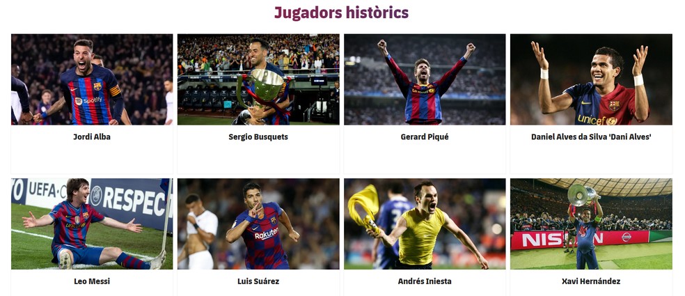 Daniel Alves na lista de jogadores históricos do Barcelona — Foto: Reprodução