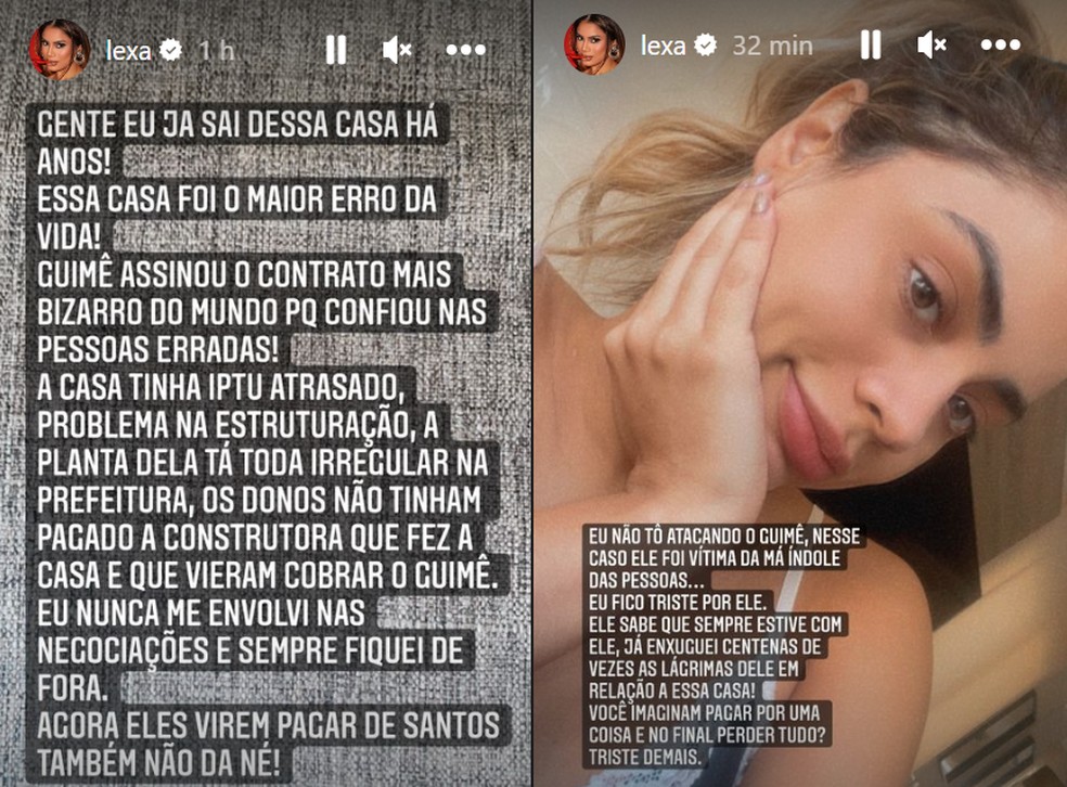 Lexa fala de polêmica com Guimê  — Foto: Reprodução Instagram