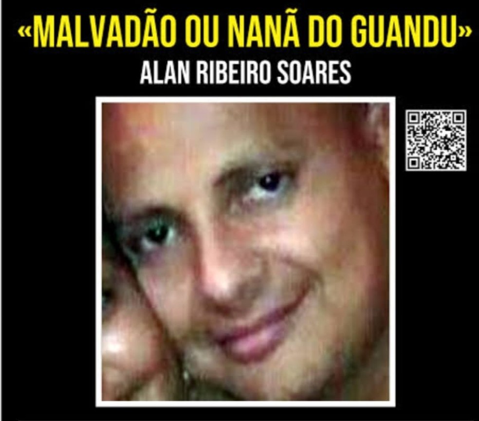 Nanan numa foto do cartaz do Disque Denúncia. Bandido foi assassinado no dia 3 de novembro de 2023 — Foto: Reprodução