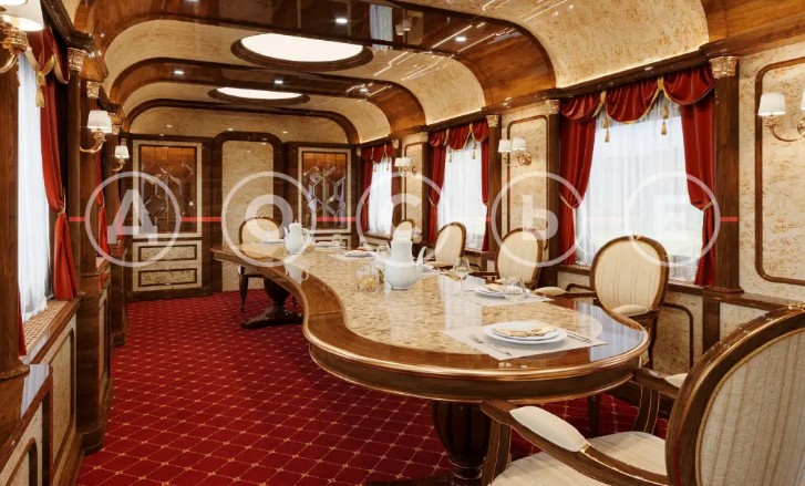 Trem de luxo reformado para Vladimir Putin tem spa, academia, restaurante e blindagem completa — Foto: Dossier Center