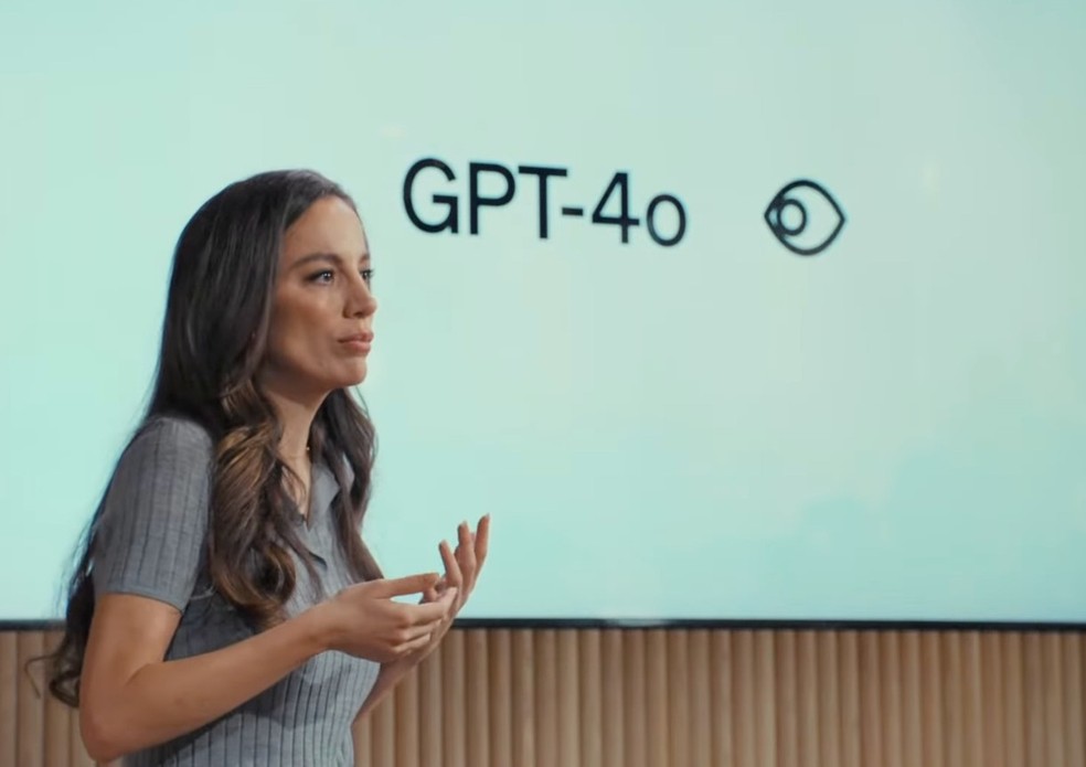 Mira Murati, diretora de tecnologia da OpenAI, durante apresentação do GPT-4o — Foto: Reprodução/OpenAI