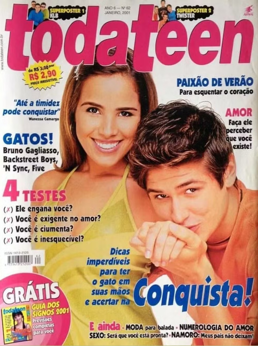 Wanessa Camargo e Dado Dolabella posaram para a capa da revista 'Todateen', em janeiro de 2001 — Foto: Reprodução