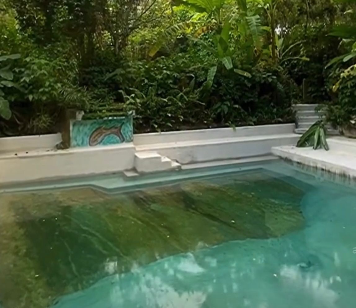 Detalhe da pedra natural no fundo da piscina — Foto: Reprodução Internet