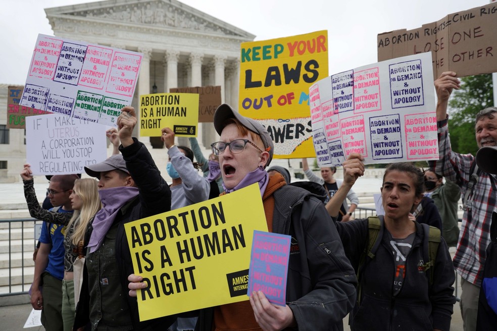 Protesto de ativistas contra restrições ao aborto em Washington, capital dos Estados Unidos — Foto: Alex Wong/Getty Images/AFP