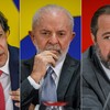 O ministro da Fazenda, Fernando Haddad; o presidente Luiz Inácio Lula da Silva e o ministro de Minas e Energia, Alexandre Silveira, durante cerimônia no Palácio do Planalto em maio - Fotos de Brenno Carvalho/O Globo