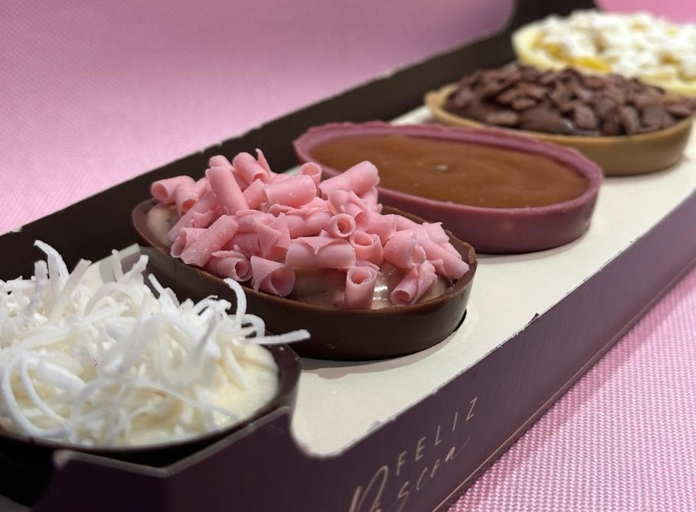 O kit de cinco ovos da  Gal Pâtisserie — Foto: Divulgação