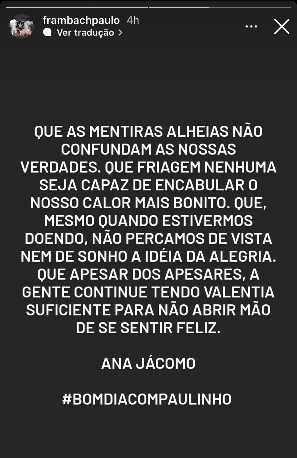 Post de Paulo Henrique Frambach — Foto: Reprodução/Instagram