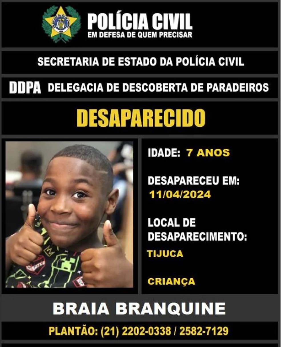 Braia Branquine é uma das crianças que segue desaparecida — Foto: Reprodução/Instagram/DDPA