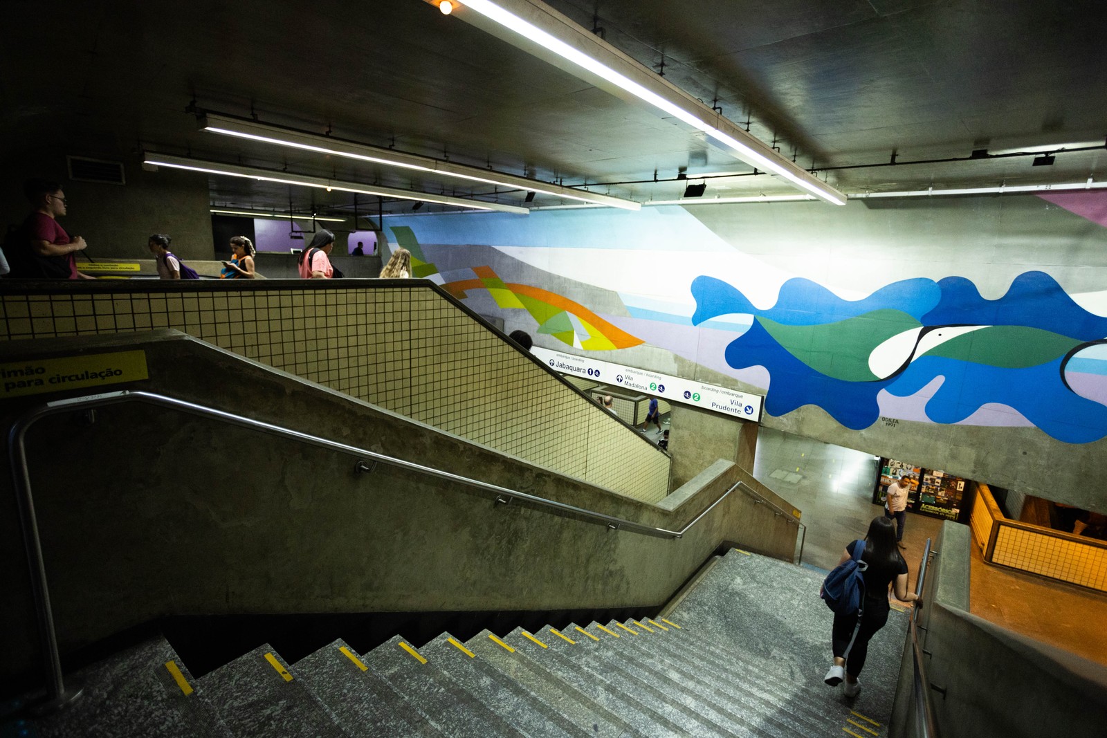 Obra sem título de Odiléia Toscano, na Estação Paraíso — Foto: Maria Isabel Oliveira/Agência O Globo