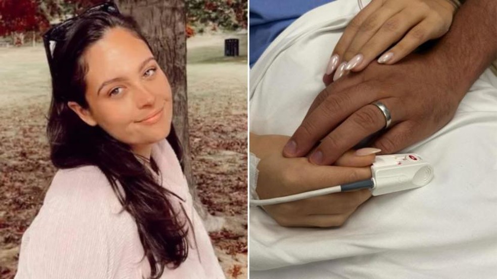 Mulher morre de aneurisma cerebral nos braços do marido durante lua de mel na Europa — Foto: Reprodução
