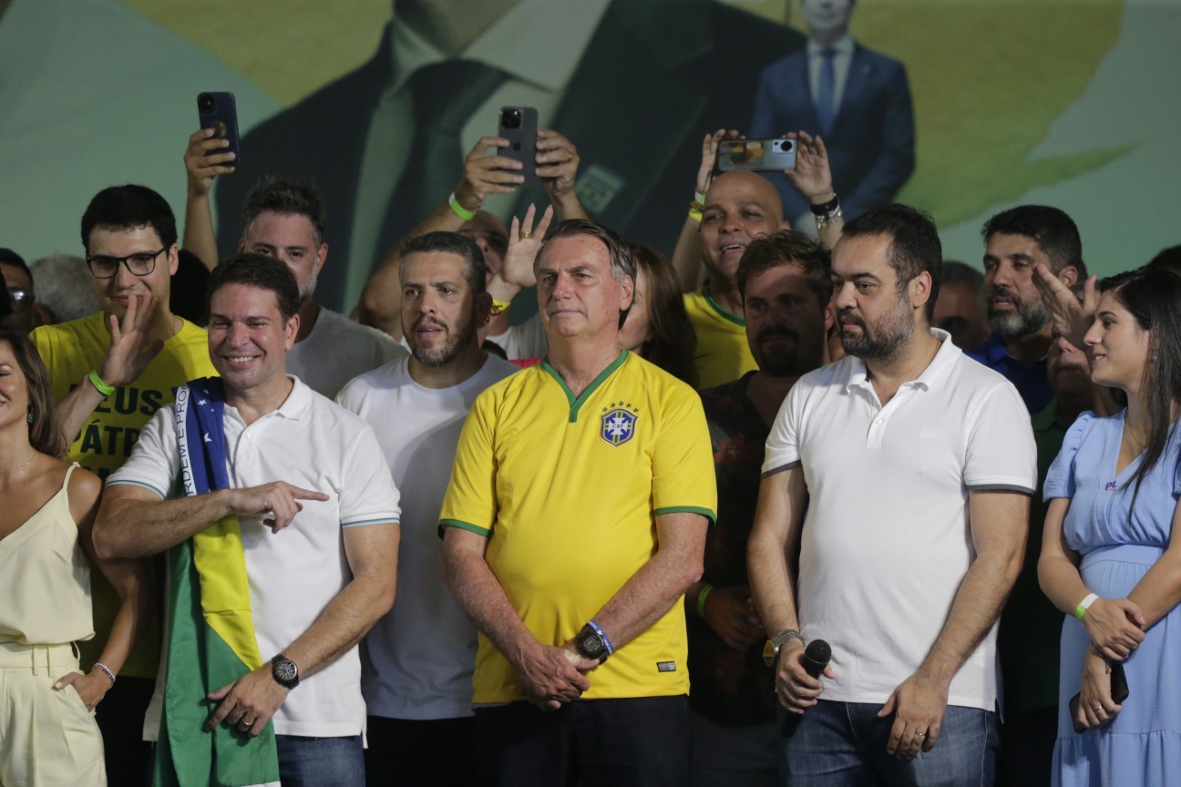 Jair Bolsonaro e Alexandre Ramagem em lançamento de pré-candidatura à prefeitura do Rio - Foto Domingos Peixoto