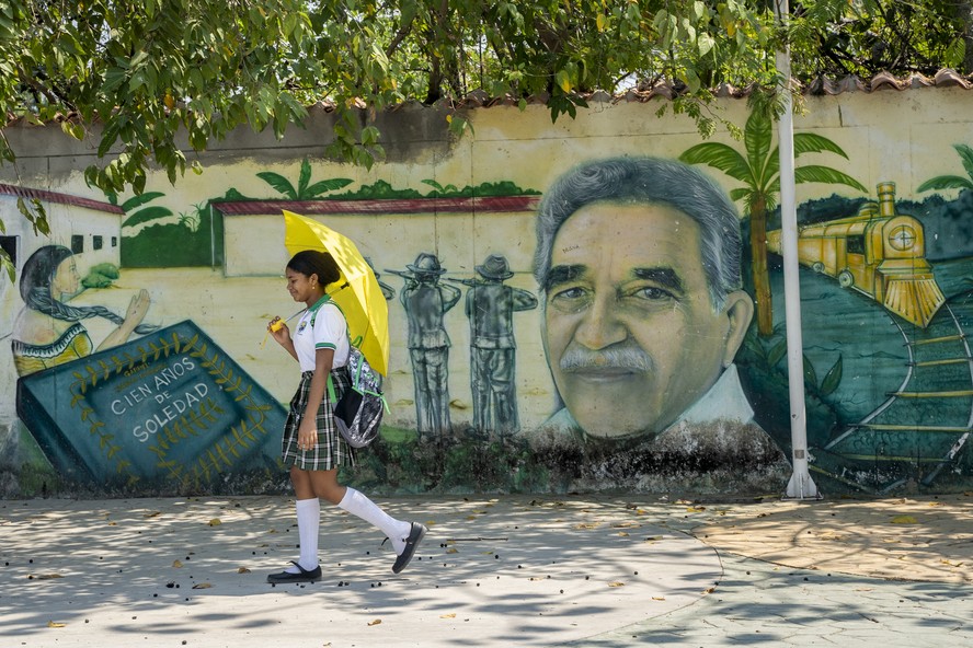 Mural no Parque Lineal Macondo, em Aracataca, na Colômbia