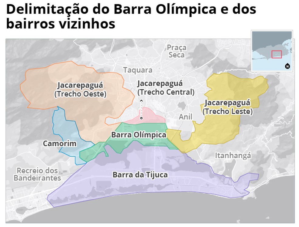 Mapa mostra limites do Barra Olímpica — Foto: Editoria de arte