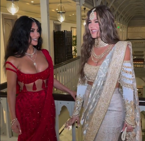 Irmãs Kardashian em megacasamento na Índia — Foto: Instagram