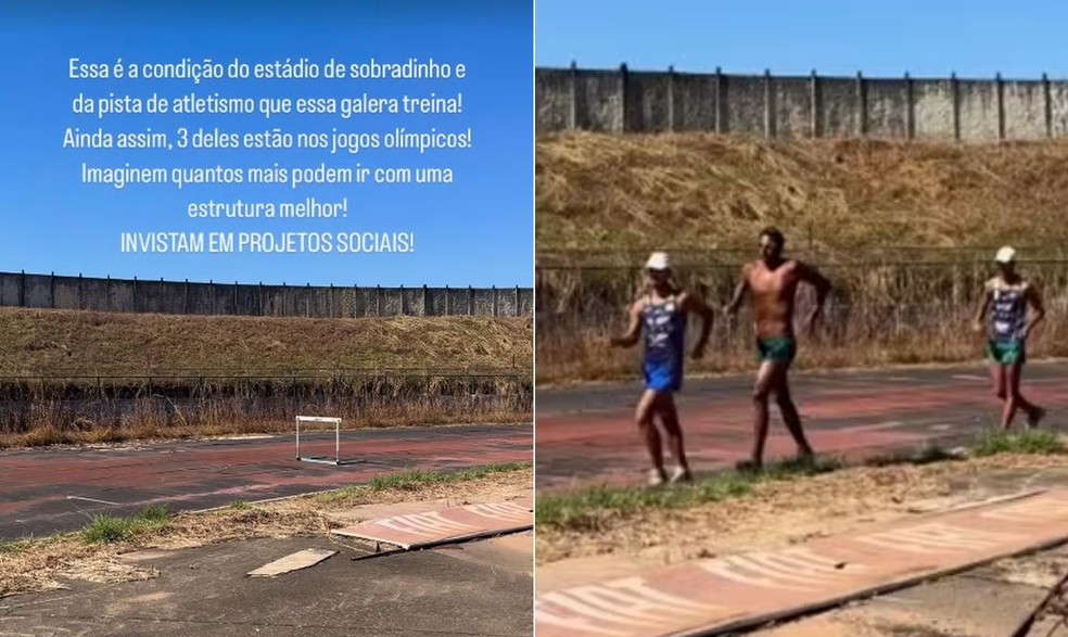 Pista onde Caio Bonfim treina está em péssimas condições — Foto: Reprodução/Redes sociais