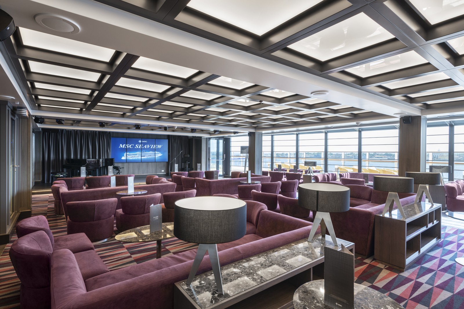 Seaside Lounge no MSC Seaview é uma área de descontração do navio — Foto: MSC / DIVULGAÇÃO