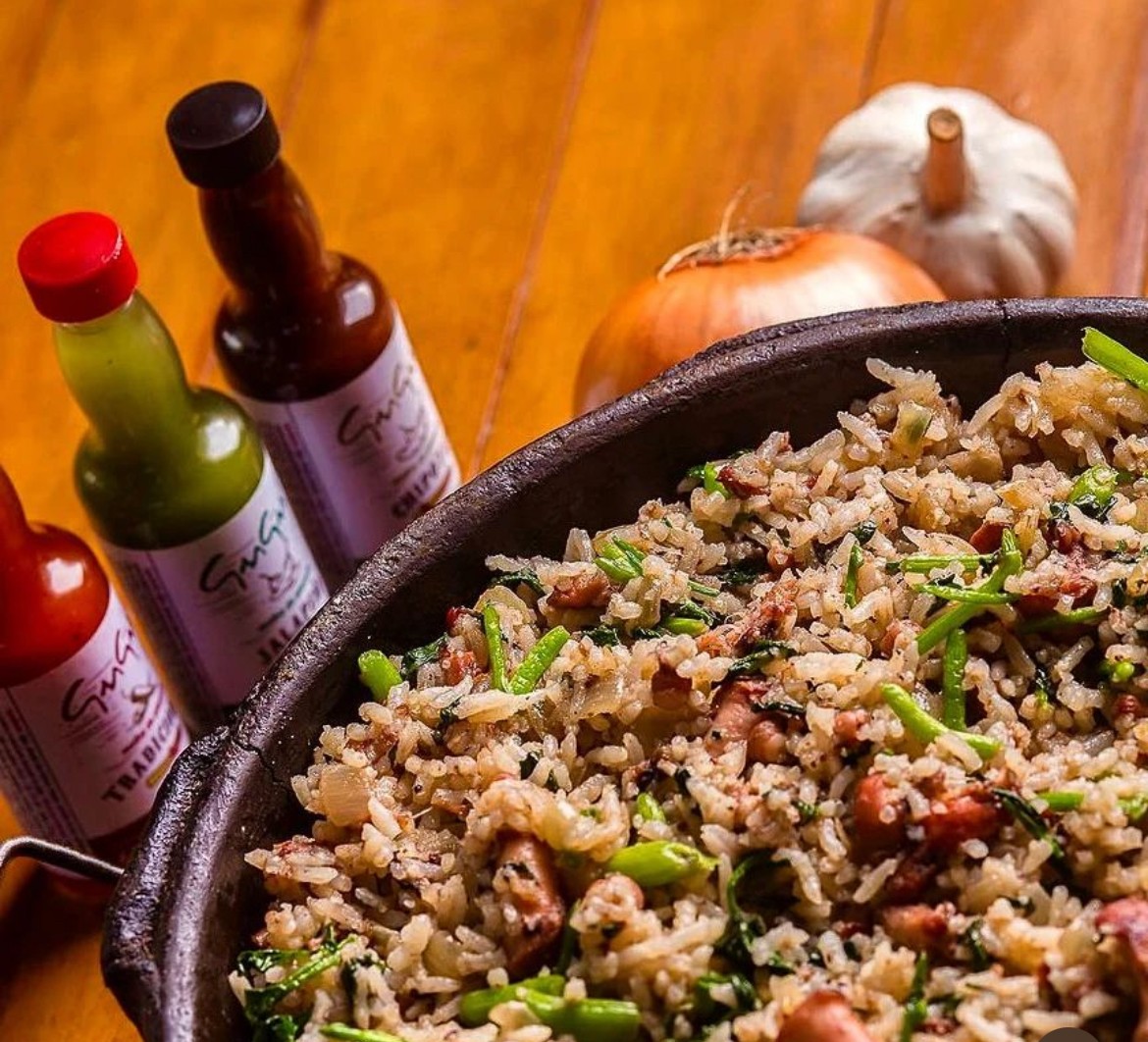 O arroz de polvo do Gugut Restaurante, cujo ingrediente especial é o agrião — Foto: Divulgação