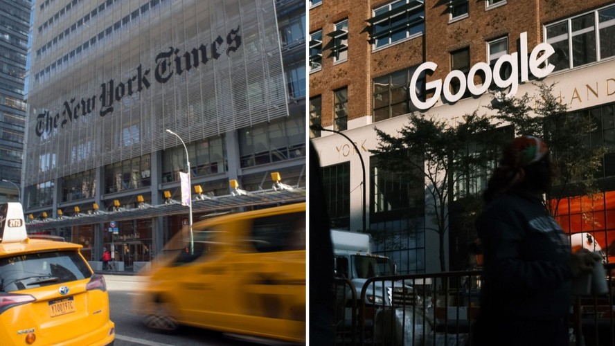 Edifícios do jornal The New York Times e do Google em Nova York
