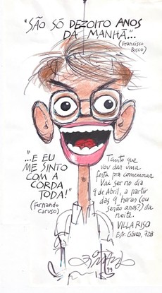 Convite do aniversário de Fernando Caruso desenhado por Ziraldo