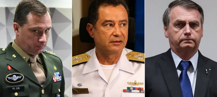 Mauro Cid, almirante Garnier e Jair Bolsonaro