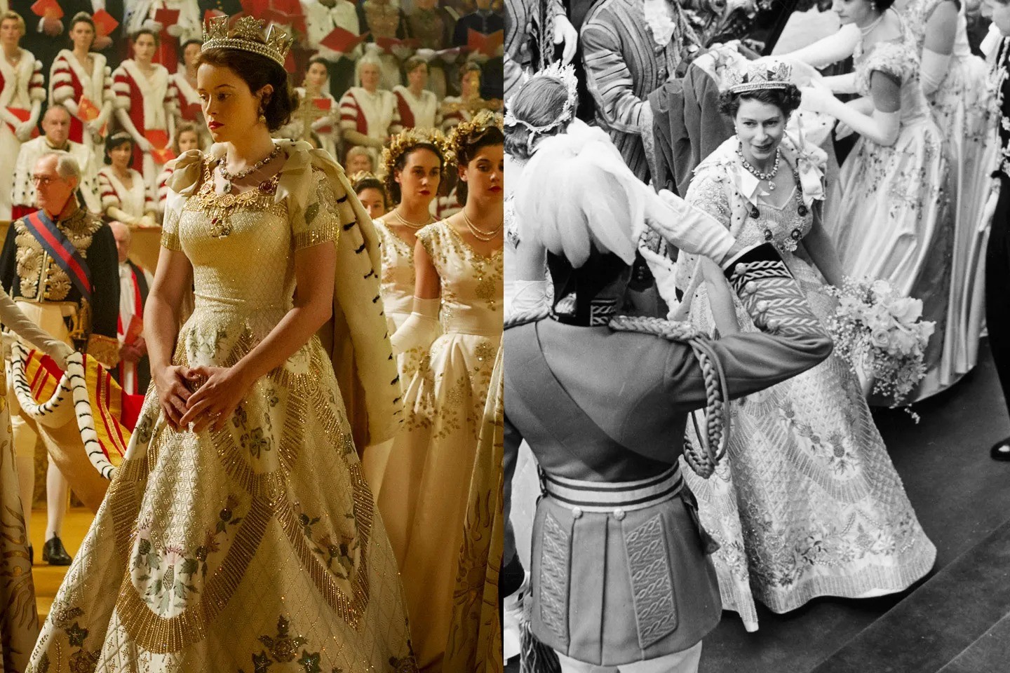 Os trajes usados por Claire Foy e Matt Smith na série 'The Crown' fazem parte dos destaques — Foto: Divulgação