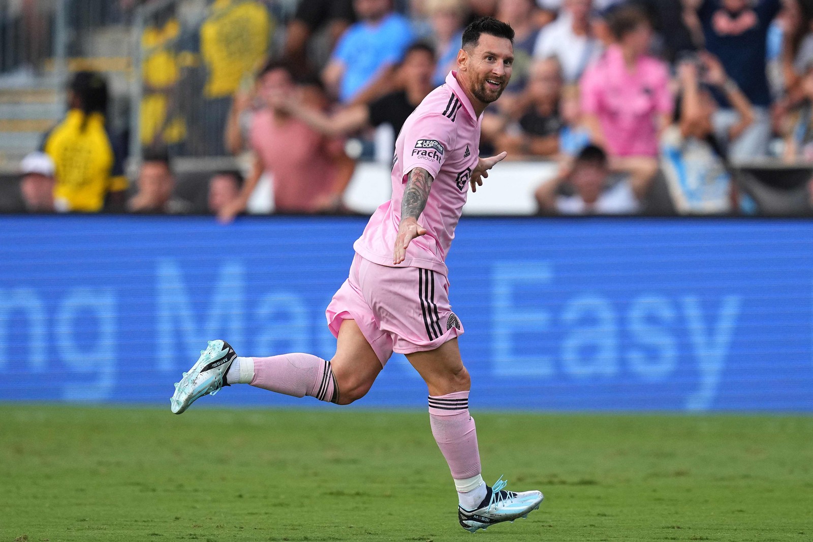 Messi marcou na vitória do Inter Miami que garantiu a vaga na final da Copa das Ligas — Foto: Mitchell Leff/Getty Images/AFP