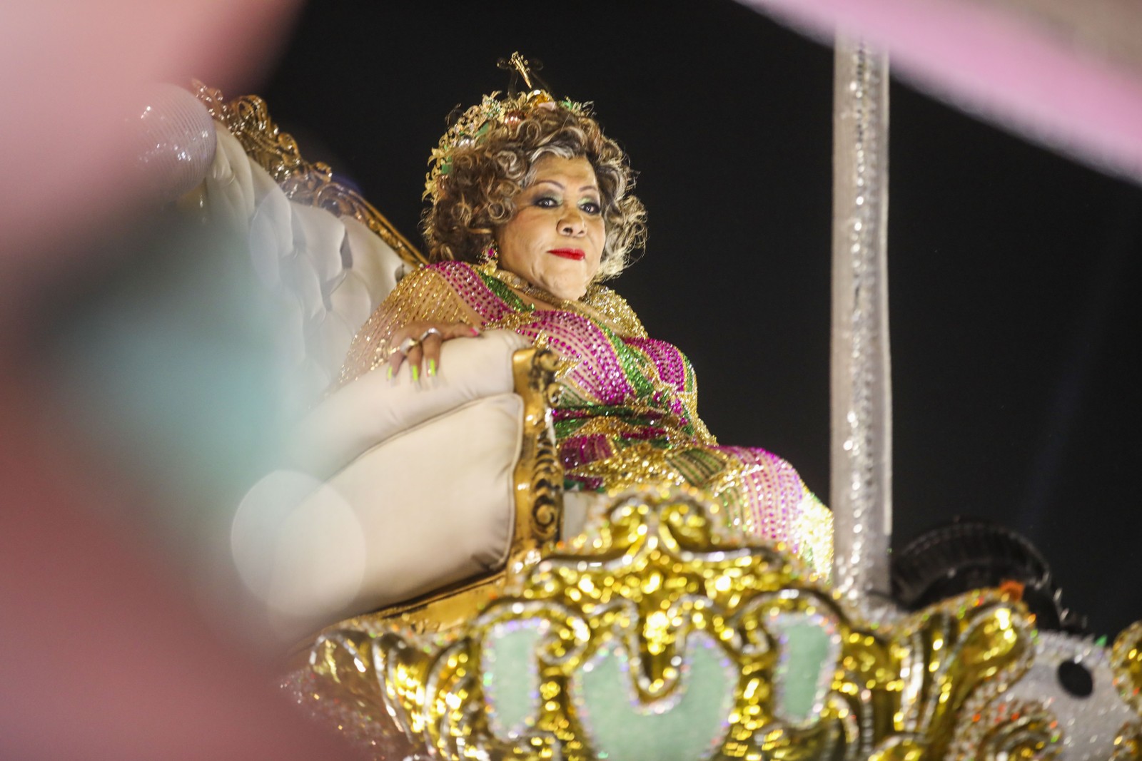 Alcione no desfile da Mangueira — Foto: HERMES DE PAULA