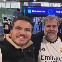 Dias Toffoli (à direita) e o empresário Alberto Leite na final da Champions League, em Wembley — Foto: Imagem obtida pela coluna