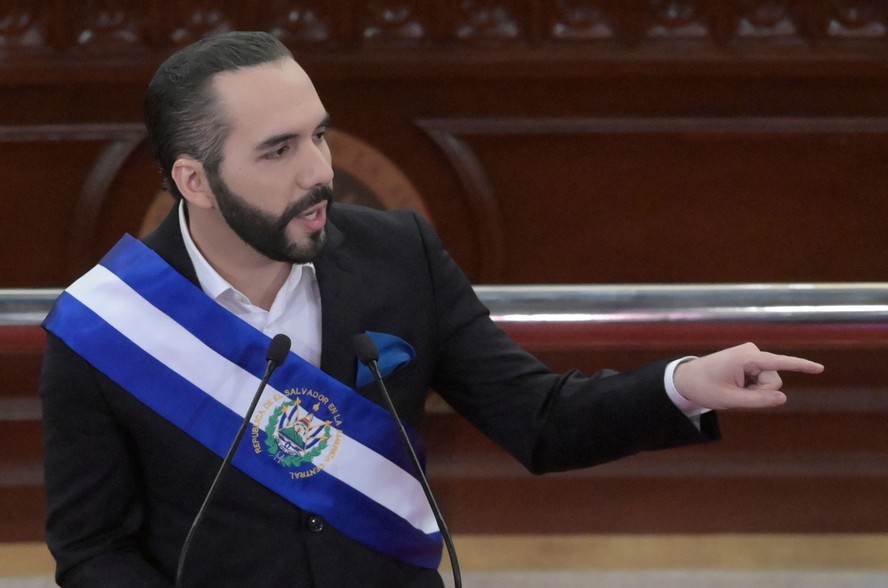 Presidente de El Salvador, Nayib Bukele, em discurso no Congresso