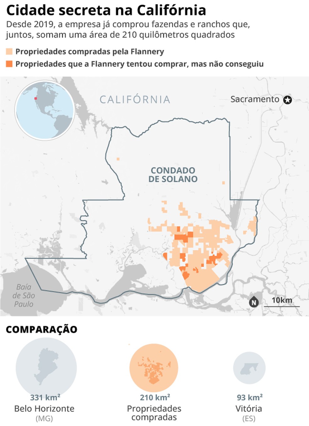 Cidade secreta na Califórnia — Foto: Criação O Globo