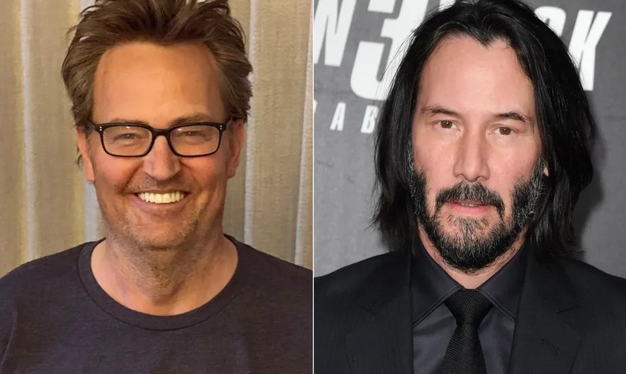 Os atores Matthew Perry e Keanu Reeves