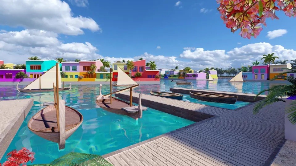 O projeto da Maldives Floating City, a primeira cidade flutuante do mundo, que ficará nas Maldivas — Foto: Reprodução