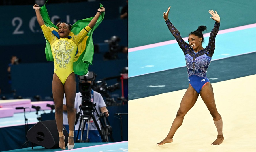 Rebeca Andrade e Simone Biles disputarão a final do salto sobre a mesa