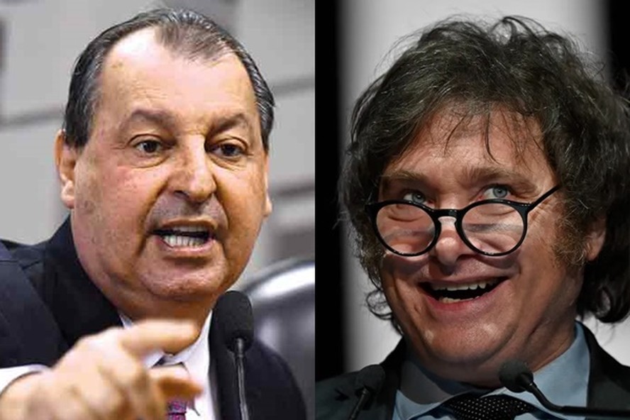 Omar Aziz e Javier Milei: senador chamou presidente argentino de 'moleque' e 'vagabundo'