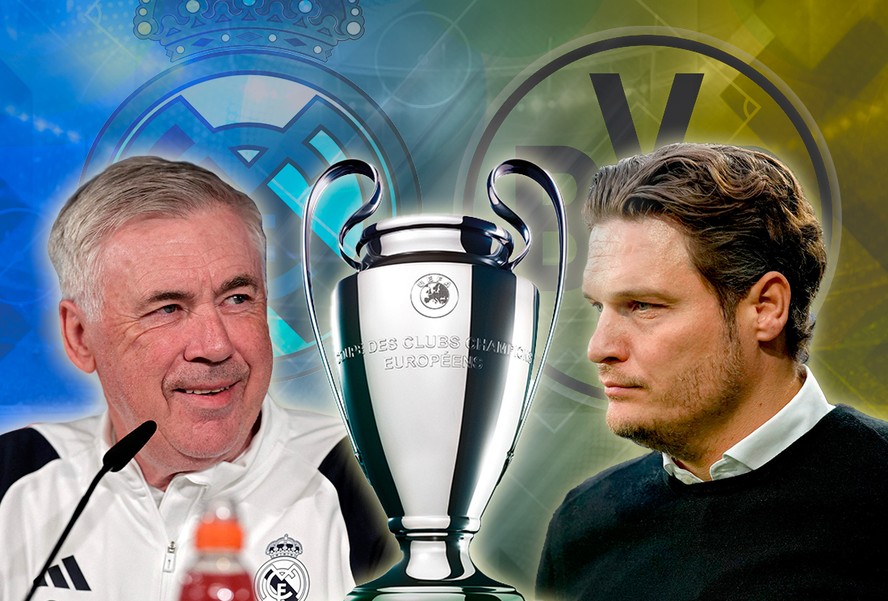 Carlo Ancelotti e Edin Terzic, os treinadores que levaram Real Madrid e Borussia Dortmund à final da Liga dos Campeões desta temporada